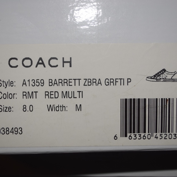 COACH BARRETT ZEBRA GRAFIT P 8M NIB RED - Picture 8 of 8